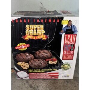 George Foreman Super Champ Indoor Grill White GR12 Limited Edition 50 Sq In